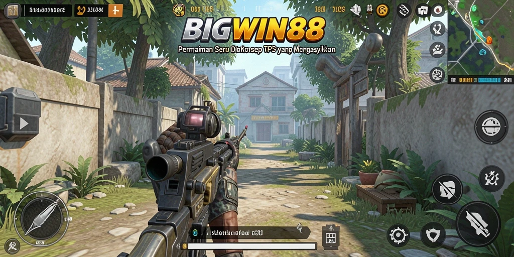 Screenshot utama BIGWIN88 menunjukkan aksi pertempuran TPS yang mendebarkan.