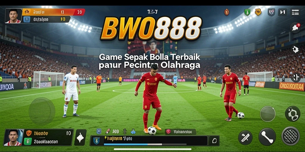Screenshot gameplay menampilkan aksi sepak bola yang mendebarkan.