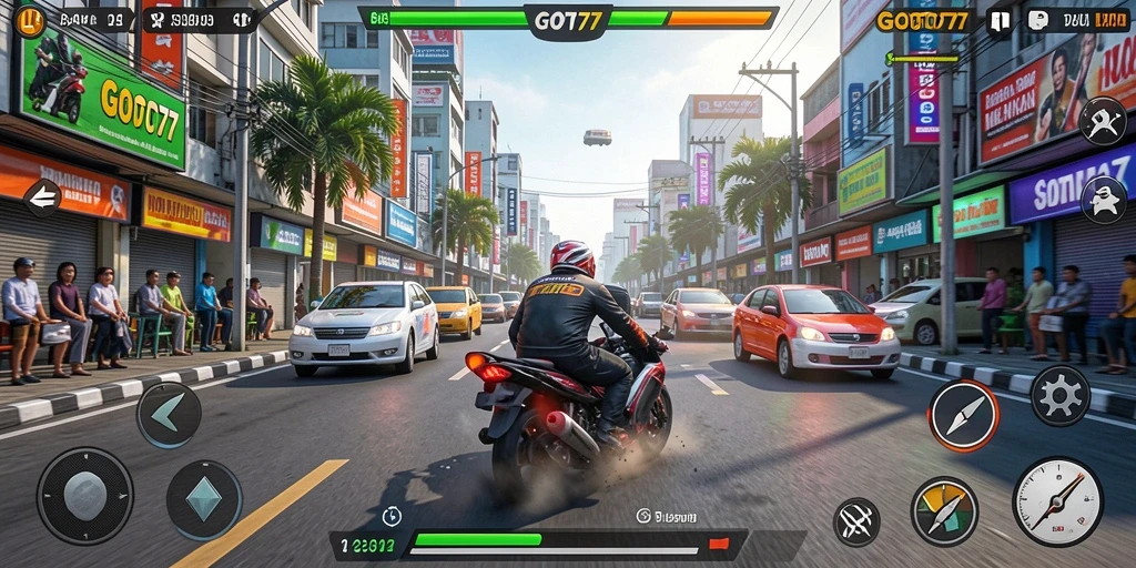 Gameplay GOTO77 yang menegangkan di trek balapan.