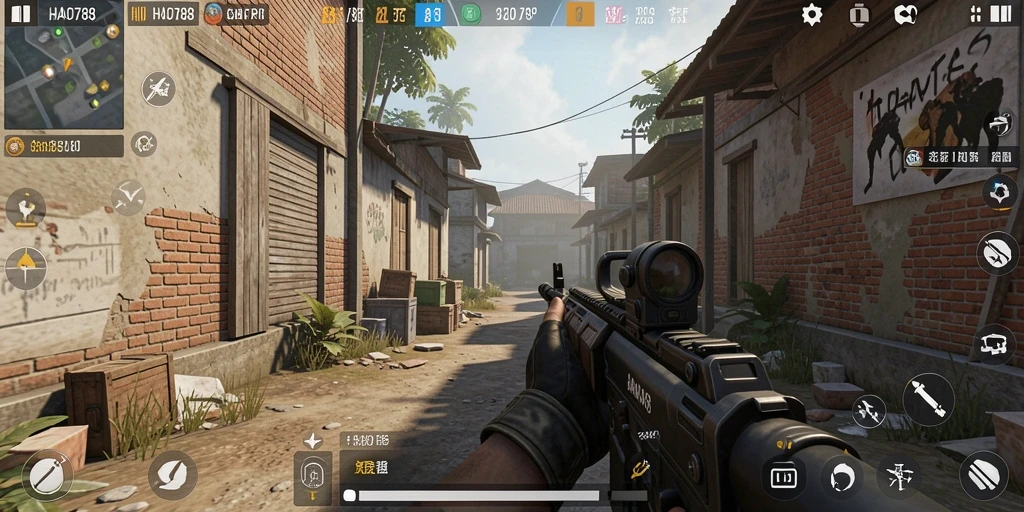 Screenshot menunjukkan aksi menegangkan di HAO788 dengan gameplay FPS.