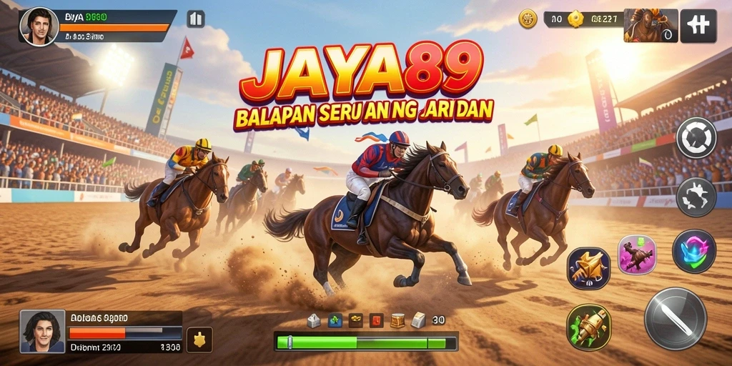Tangkapan layar gameplay <strong>JAYA89</strong> menunjukkan pengalaman balapan yang seru dan mendebarkan.