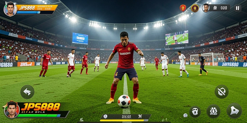 Gambaran gameplay JPS888 dengan aksi sepak bola yang mendebarkan.