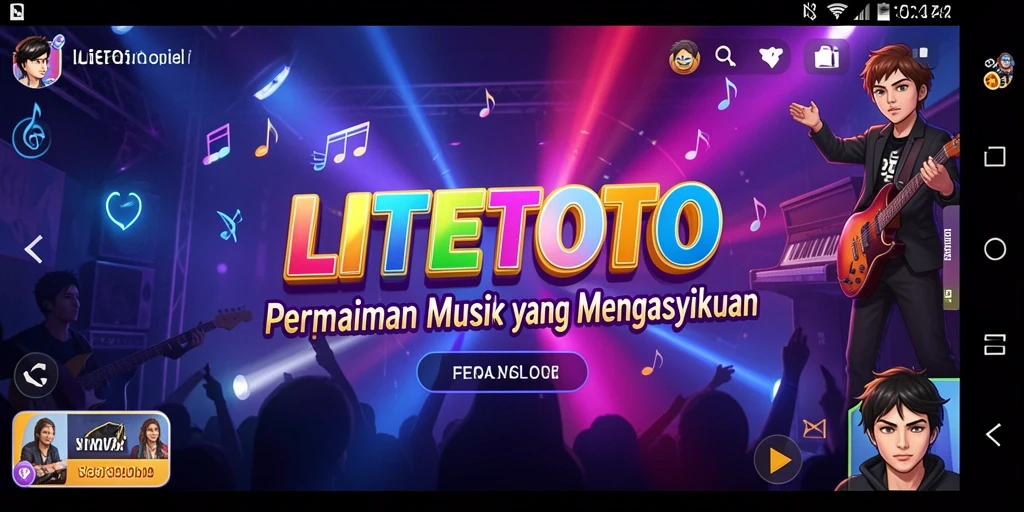 Tampilan gameplay LITETOTO dengan ritme musik yang seru.
