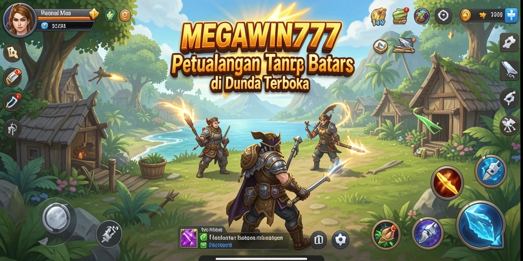 Screenshot utama MEGAWIN777 menampilkan gameplay yang epik dan eksplorasi dunia terbuka.