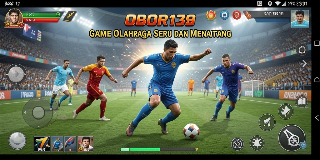 Screenshot menunjukkan aksi mendebarkan dalam pertandingan olahraga OBOR138.